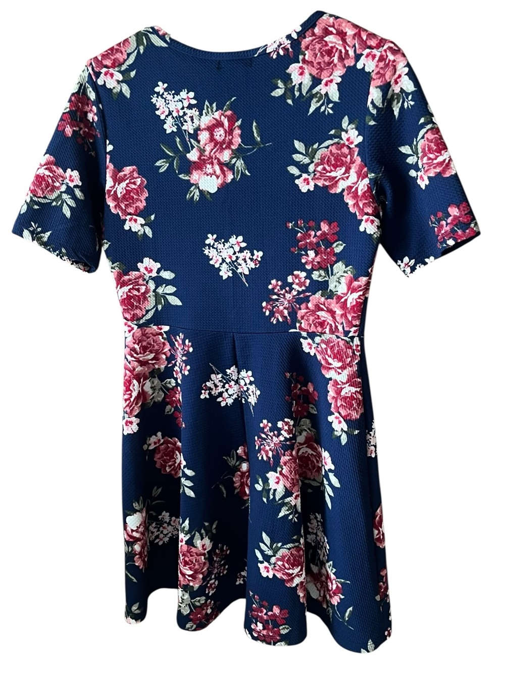 Navy Floral Fit & Flare Dress with Pink Roses by J for Justify - Picture 8 of 9